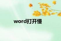 word打开慢